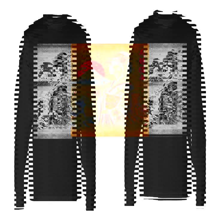 日本の伝統の優雅さ 長袖Tシャツ