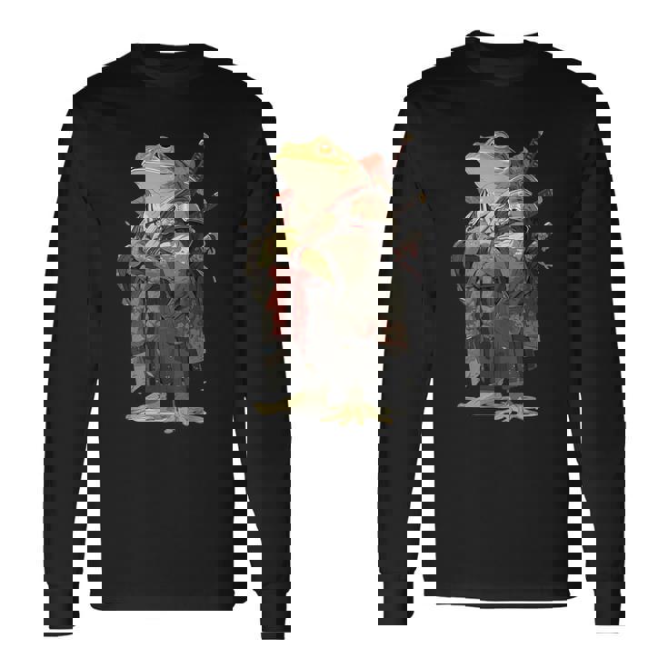 日本の侍カエル 長袖Tシャツ