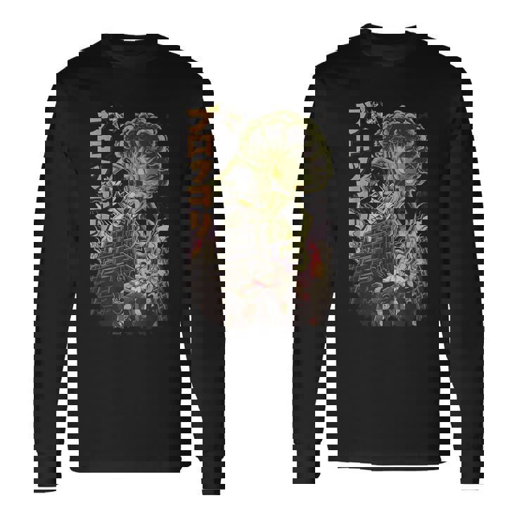 日本の怪獣映画 怪獣 野菜 ブロッコリー アニメ 長袖Tシャツ