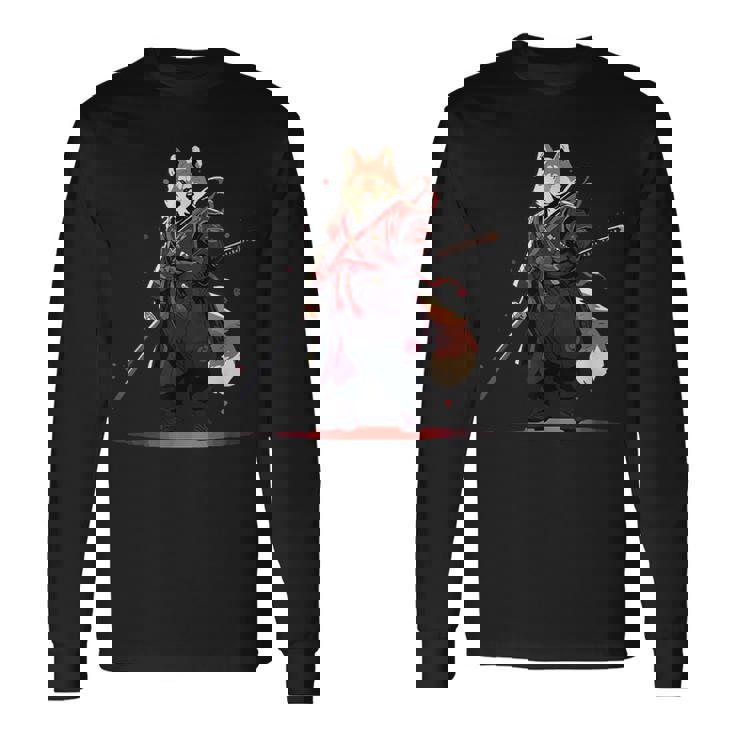 日本の柴犬浮世絵 アニメ 刀 おもしろい 日本の芸術 長袖Tシャツ