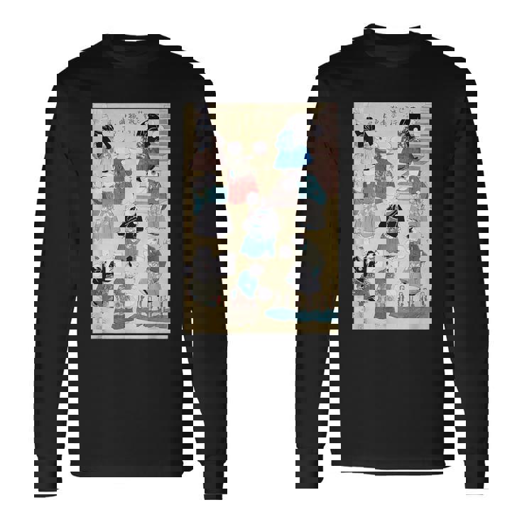 日本の猫 歌川国芳 流行猫の曲鞠 ヴィンテージ浮世絵 芸術の美的 日本の伝統美術 長袖Tシャツ