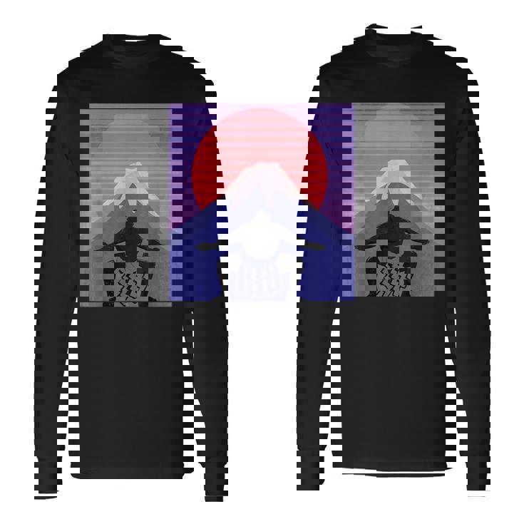 日本の相撲力士は、日本のマワシで 富士山の美学 長袖Tシャツ