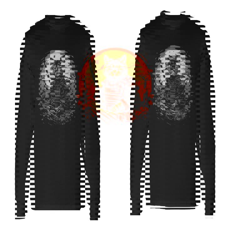 日本の芸術 猫 忍者 浮世絵 アニメスタイル サムライキャット 猫好き 愛猫家 ペット 猫飼い 可愛い ネコ ねこ 猫 長袖Tシャツ ギフトのアイデア