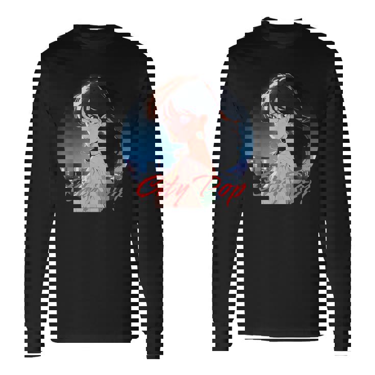 日本アニメ風 シティポップガール 長袖Tシャツ