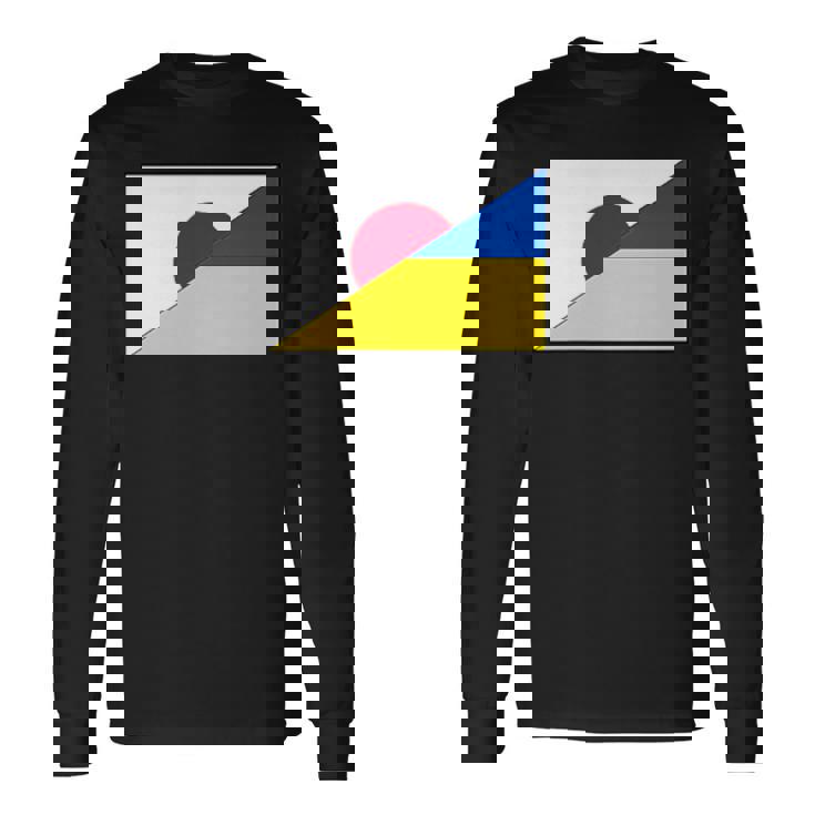 日本ウクライナ国旗日本語ウクライナサポートスタンド付き 長袖Tシャツ