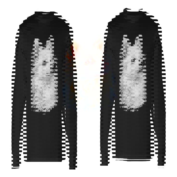 日本スピッツ 犬 グラフィック ペット イラスト 日本スピッツ 長袖Tシャツ
