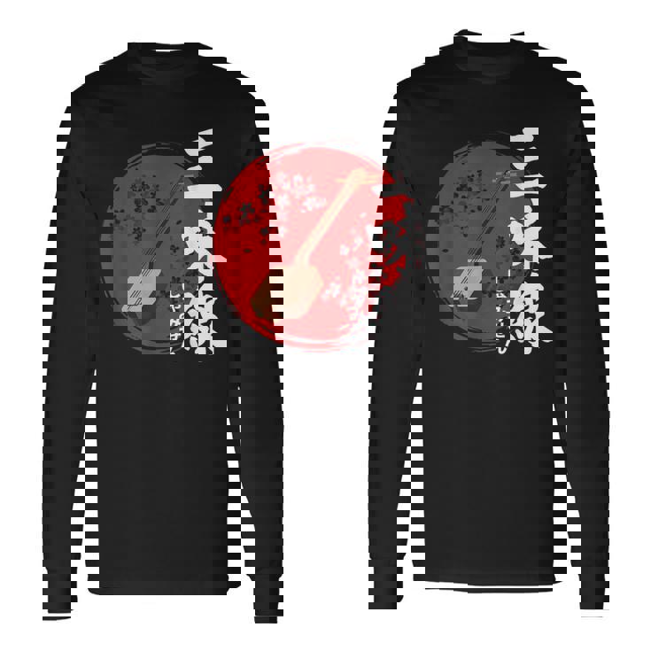 日本三味線 伝統楽器 長袖Tシャツ