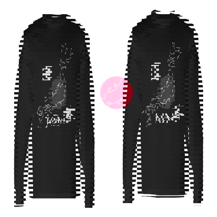 日本地図日本の観光ギフト 長袖Tシャツ