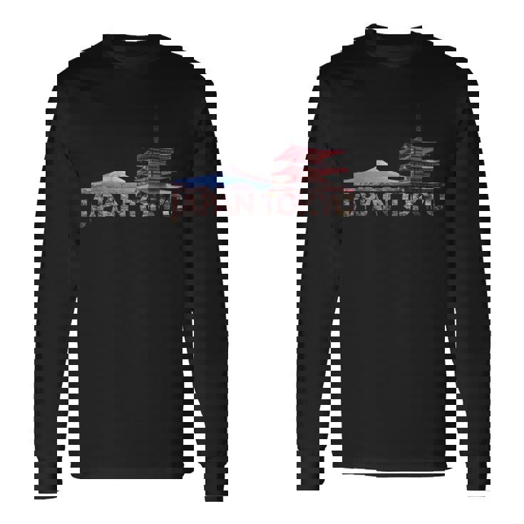 日本東京 富士山 赤 チュレイト パゴダ お土産 長袖Tシャツ