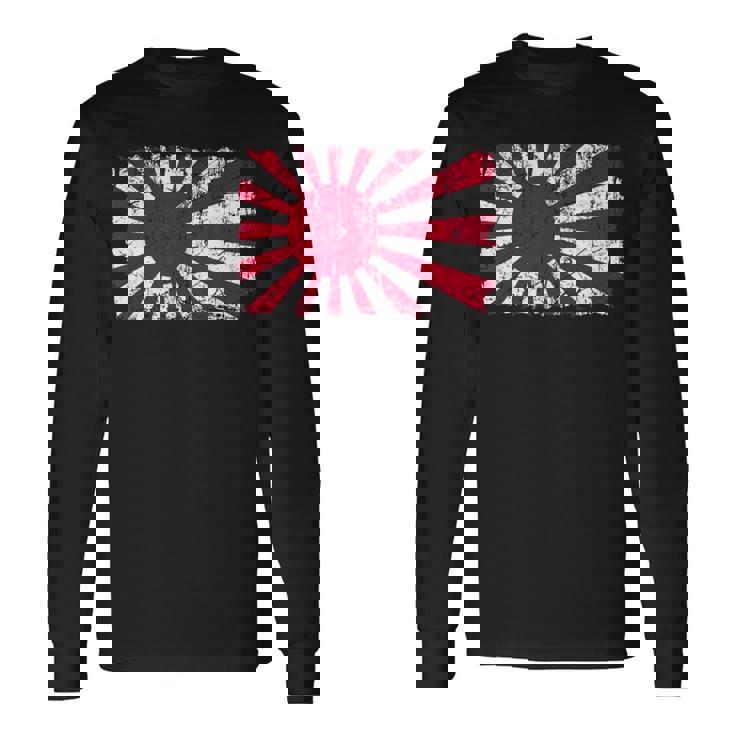 日本海軍旗 日本の誇り ビンテージ アンティーク調 愛国心 長袖Tシャツ