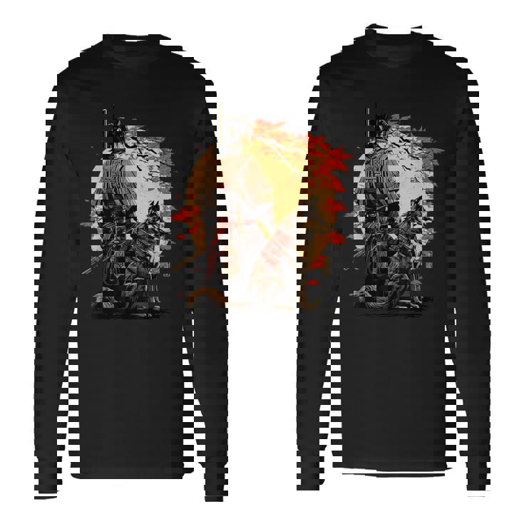 日本美術 忍者 浮世絵 アニメ風 侍 改 健 長袖Tシャツ