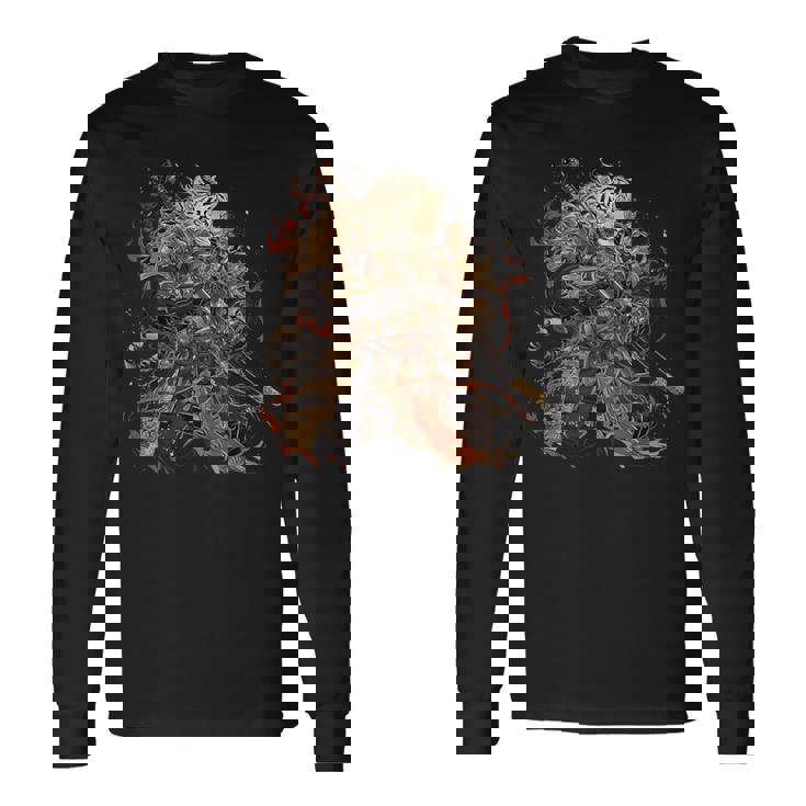 日本美術 虎 忍者 浮世絵 アニメ風 侍 虎 長袖Tシャツ