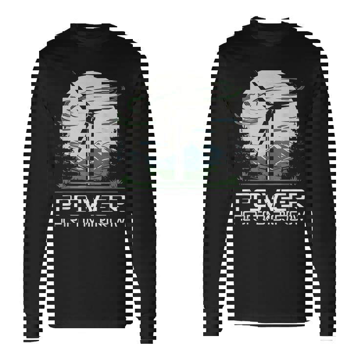 明日地球の日のための風力発電 クリーンエネルギー 風力タービン 長袖Tシャツ