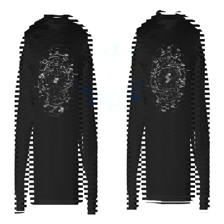 星座 占星術 星座 ホロスコープ 宇宙 ホイール 長袖Tシャツ