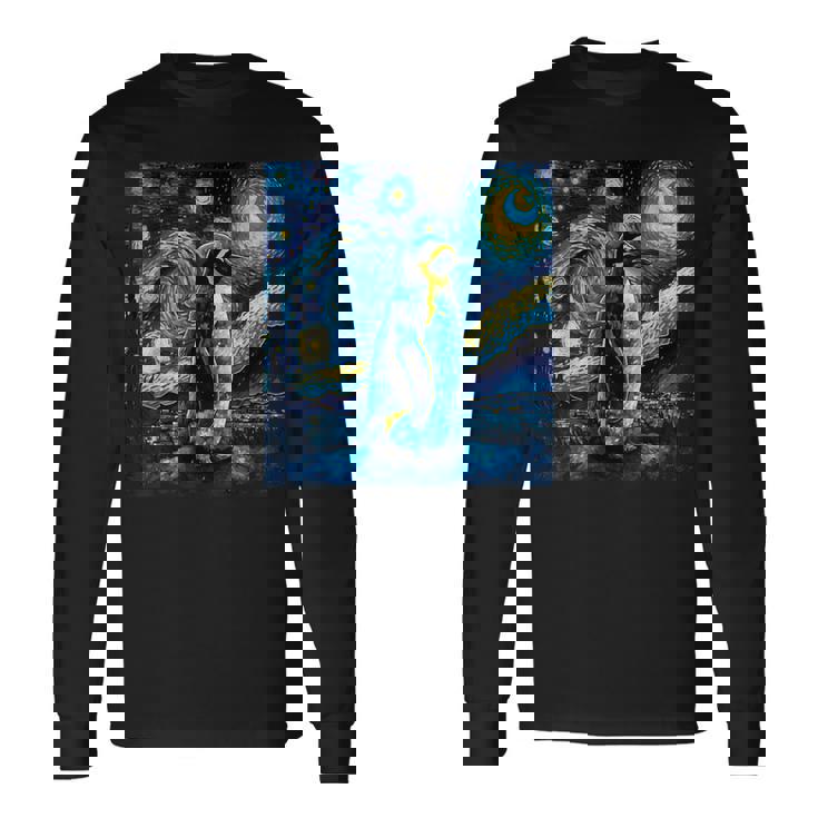 星月夜 ヴィンセント・ヴァン・ゴッホ 絵画 ペンギン 長袖Tシャツ
