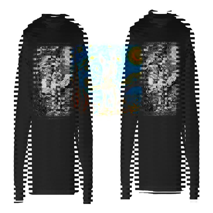星月夜のヴァンゴッホ ボストンテリア 長袖Tシャツ