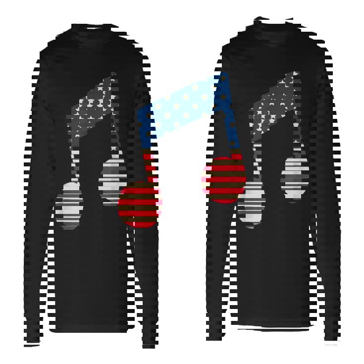 星条旗 アメリカ国旗 音符 長袖Tシャツ