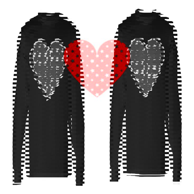 星柄のグラフィックハートプリント。 長袖Tシャツ