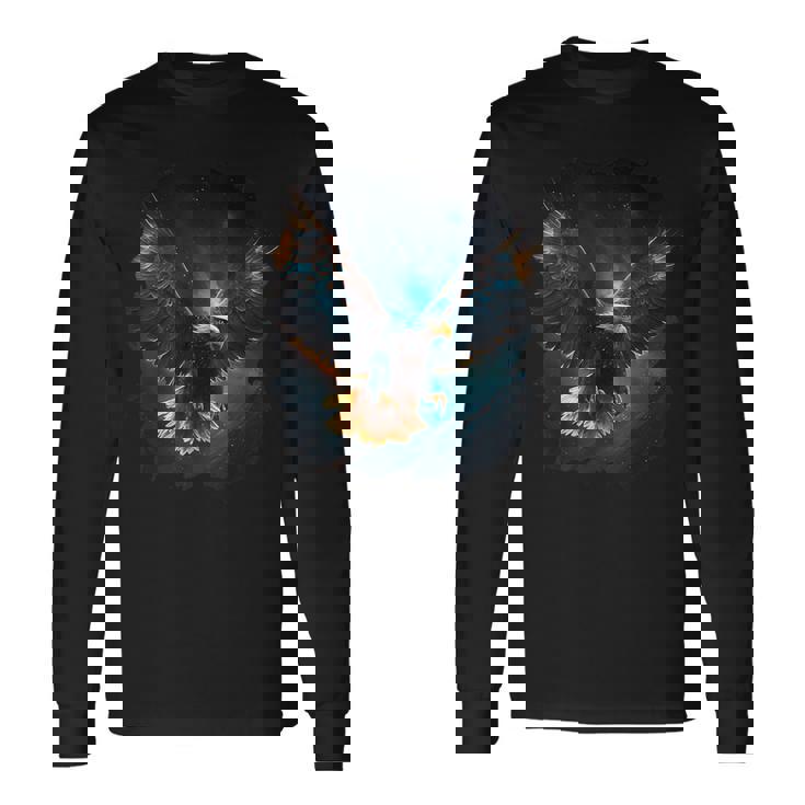 星空の雄大な鷲 長袖Tシャツ