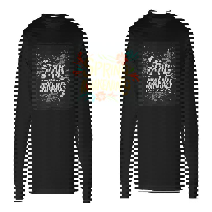 春の目覚めのスピーチデザインの面白いコスチューム。 長袖Tシャツ