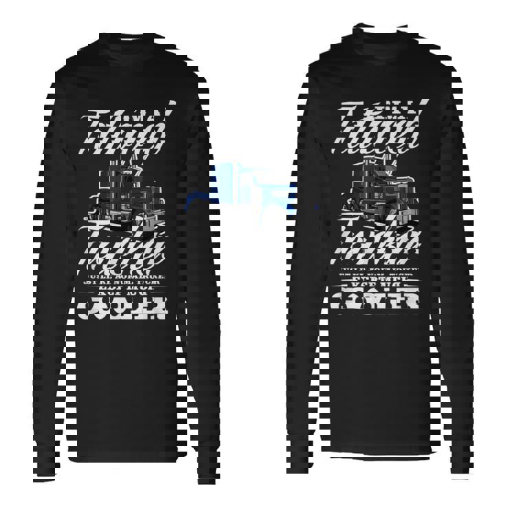 メンズ 普通のトラッカービッグリグトラックドライバーのようなタトゥーの入ったトラッカー 長袖Tシャツ