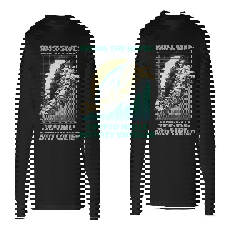 暗号通貨の波に乗るクジラの活動仮想通貨 長袖Tシャツ