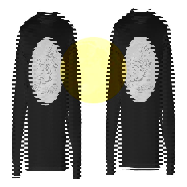 月 に映る 鳥獣戯画 兎 デザイン ウサギ うさぎ メンズ レディース キッズ 和風 和柄 グラフィック 長袖Tシャツ ギフトのアイデア