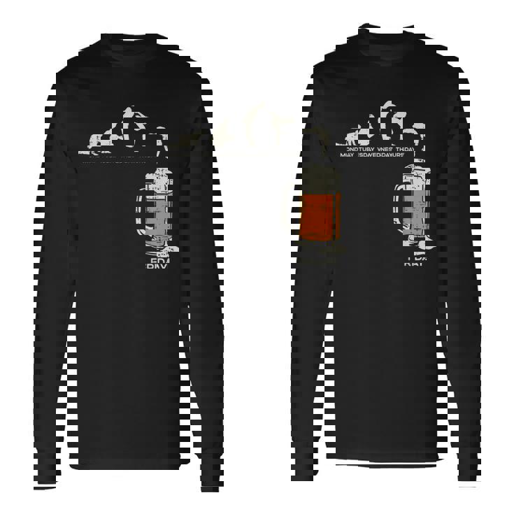 月曜日から金曜日のビールのおかしい仕事の週の飲むチームのギフトへの月曜日 長袖Tシャツ