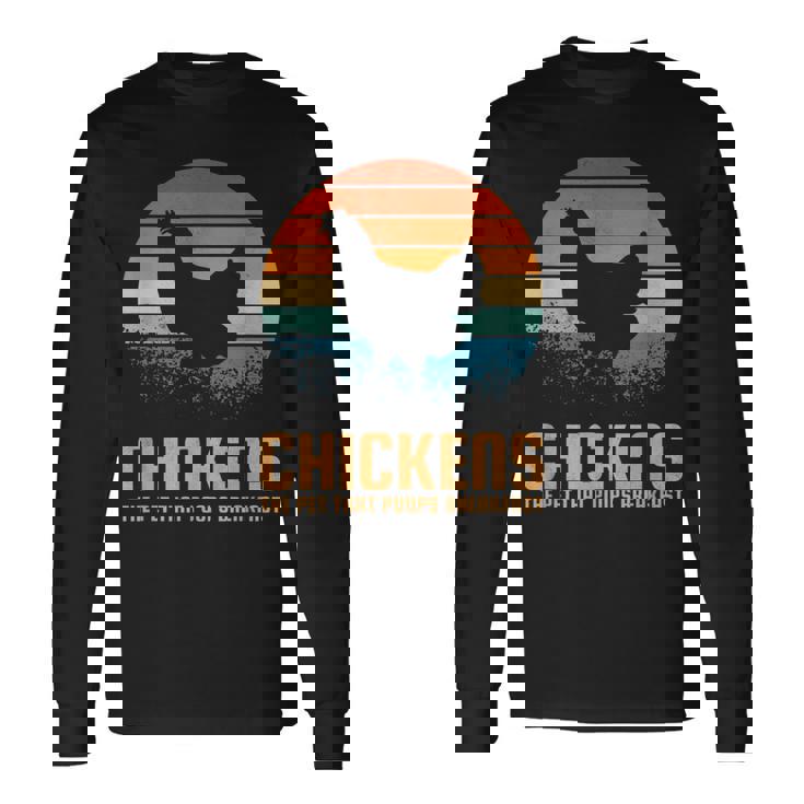 朝ごはんを食べるペット、ニワトリ 長袖Tシャツ