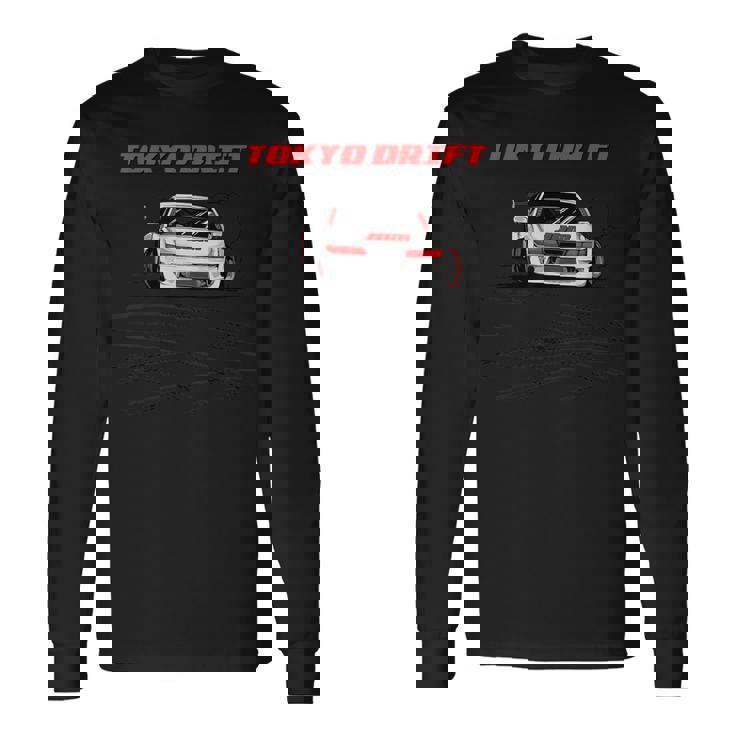 東京 ドリフトカー ジャパン ドリフトレーサー ドーナツ 運転 横向き 長袖Tシャツ