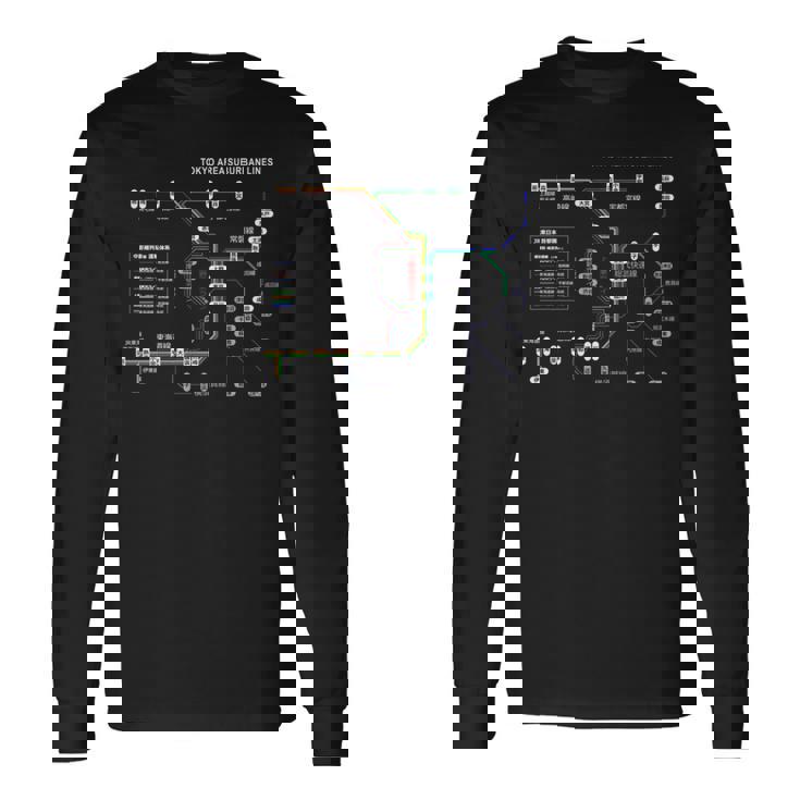 東京 日本 電車 近郊線 鉄道 – おみやげ 路線図 長袖tシャツ 長袖Tシャツ