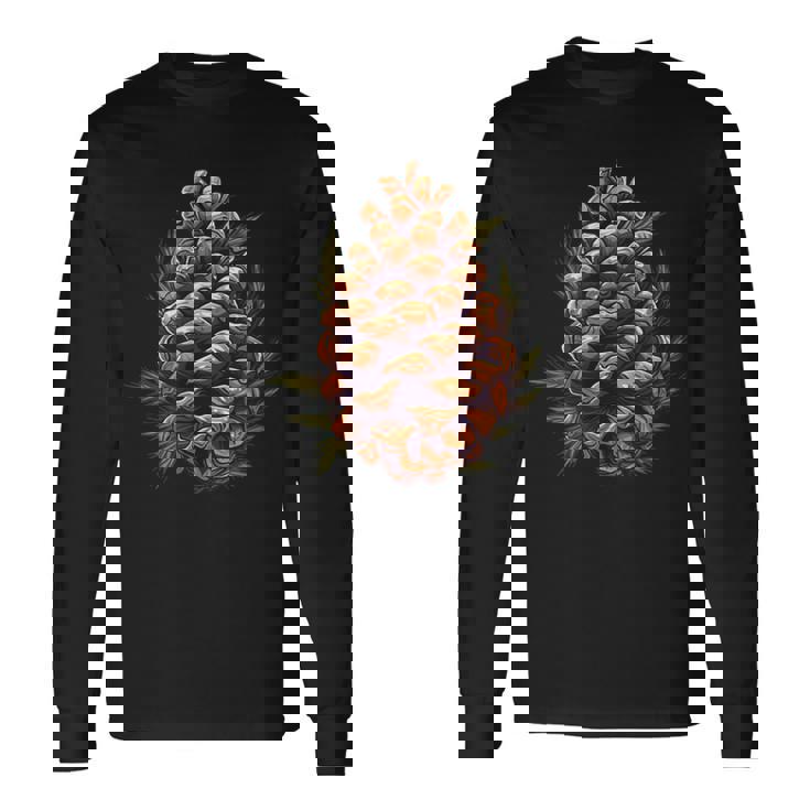 松ぼっくり好きのための涼しい秋の季節 長袖Tシャツ