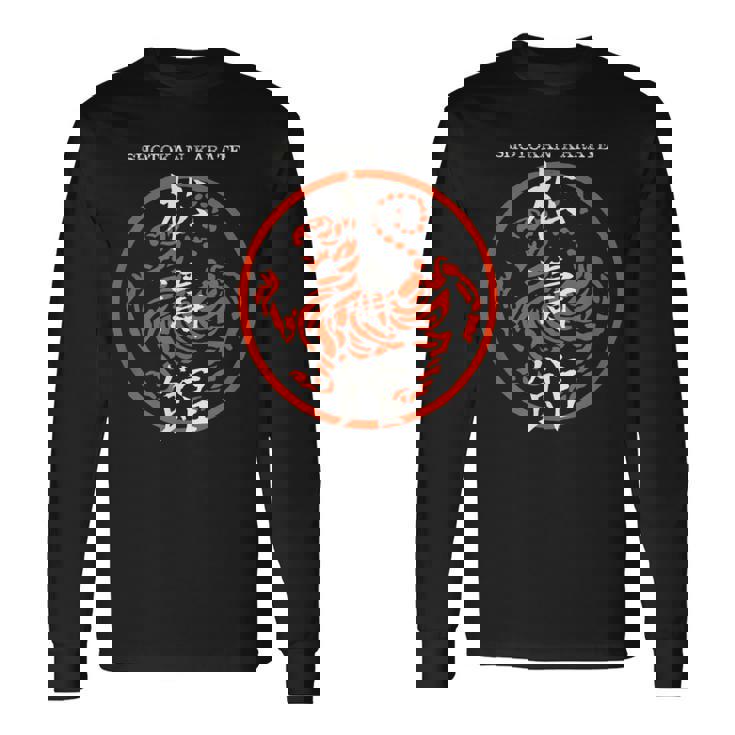 松濤館虎の漢字記号 武道空手道場 長袖Tシャツ