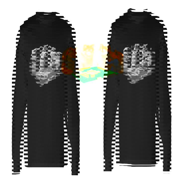 柴犬 イヌ 麻雀 面白いtシャツ 犬 文字入り メンズ おもしろ 面白い 服 おもしろグッズ ネタ 雀士 長袖Tシャツ