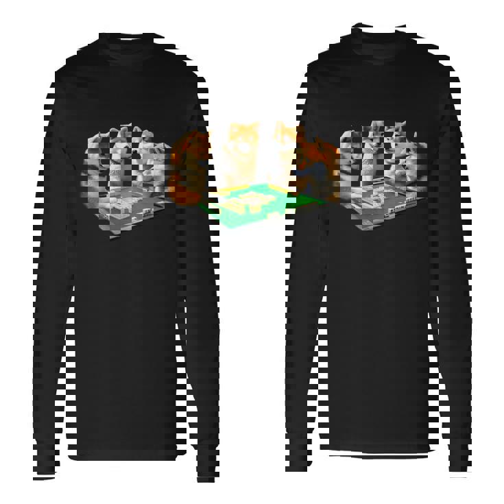 柴犬 イヌ 麻雀 面白いtシャツ 犬 文字入り メンズ おもしろ 面白い 服 おもしろグッズ ネタ 雀士 長袖tシャツ 長袖Tシャツ