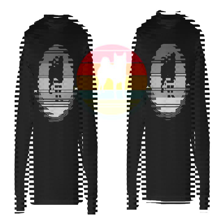 柴犬 シルエット レトロ ヴィンテージ 犬 オーナー レディース メンズ 長袖Tシャツ