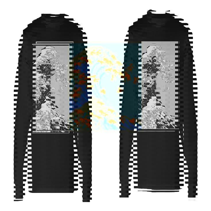 柴犬 大波 日本 神奈川 北斎 犬 動物 長袖Tシャツ