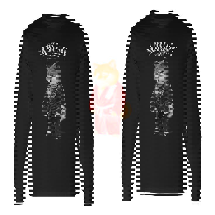 柴犬 柔道空手師 赤柔道師 長袖Tシャツ