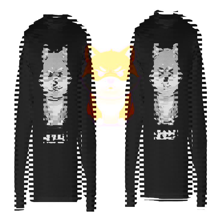 柴犬 犬 赤柴 怒柴 拒否柴 嫌です 怒った犬 かわいい おもしろ 長袖Tシャツ