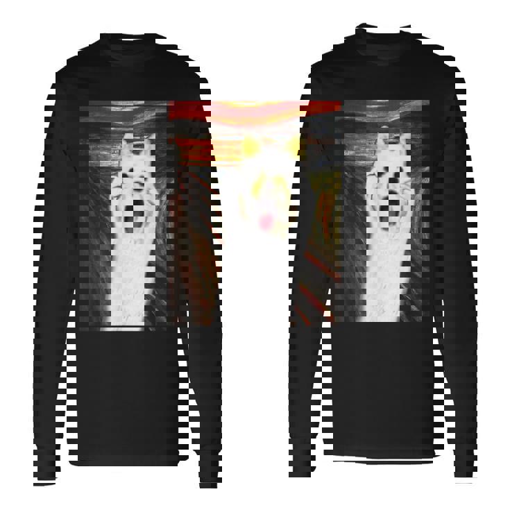 柴犬 面白いtシャツ 犬 ムンクの叫び かわいい メンズ 子供 おもしろ 服 グッズ ネタ わんこ イヌ 長袖Tシャツ