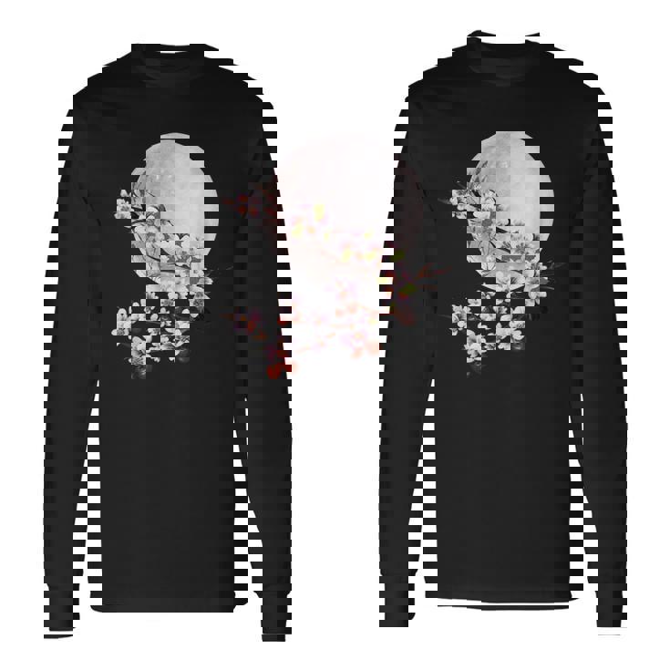 桜 花 満月 さくら 日本文化 長袖Tシャツ