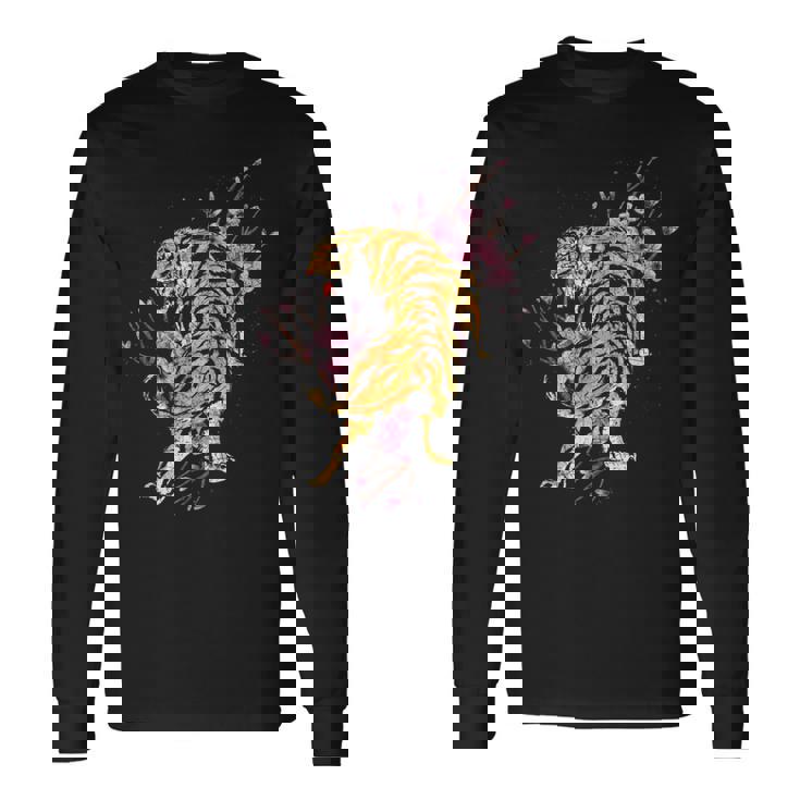 桜の虎 長袖Tシャツ