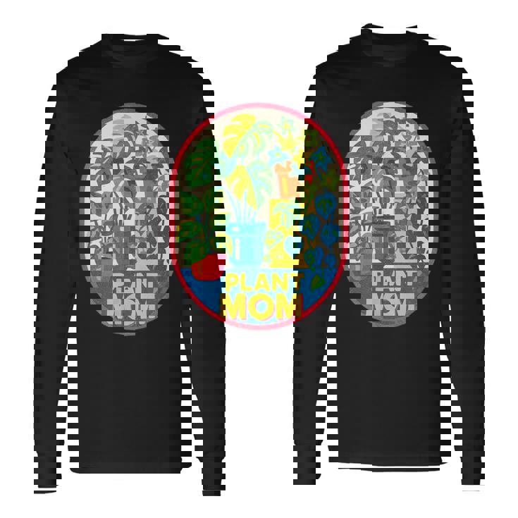 植物 ママ イラスト ポトス モンステラ 観葉植物愛好家 長袖Tシャツ