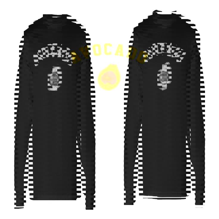 楽しいアボカドの面白いカレッジチームロゴ 英語の言葉 長袖Tシャツ ギフトのアイデア