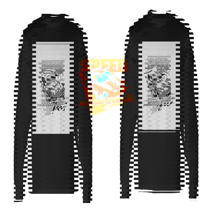 楽しいクールなレーシングカーイラスト 長袖Tシャツ