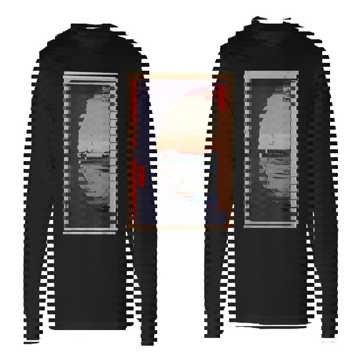 歌川広重 面白いtシャツ 名所江戸百景 絵画 アート メンズ 面白い 服 美術 グッズ 木版画 浮世絵 長袖Tシャツ