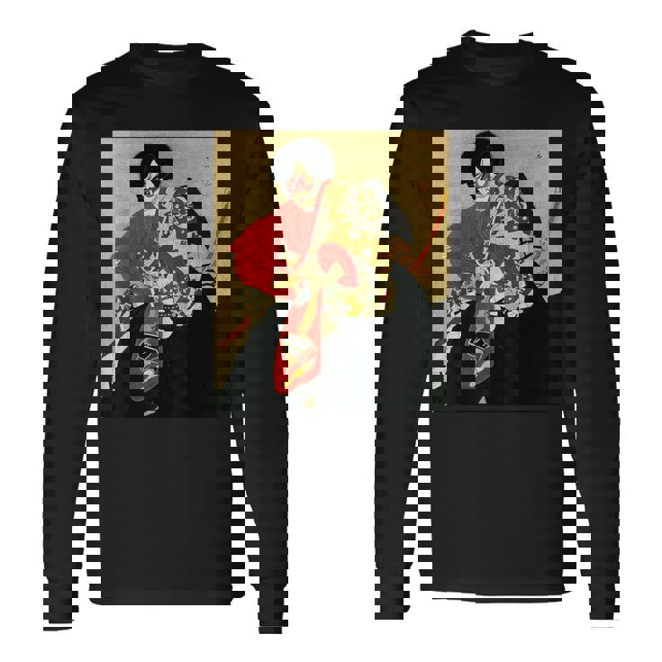 歌舞伎 俳優 日本劇出演者 四世片岡市蔵 上使の弁慶 役者絵 長袖Tシャツ