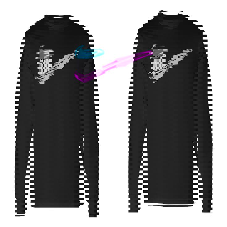 歯磨き粉付きピンク歯ブラシ 長袖Tシャツ