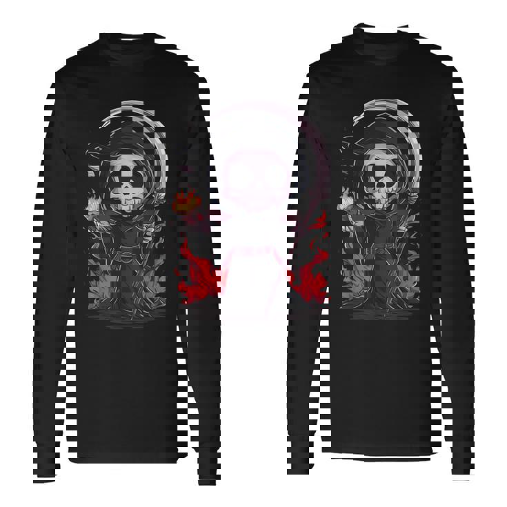 死神 スケルトン ハロウィン コスチューム 不気味 怖い 長袖Tシャツ