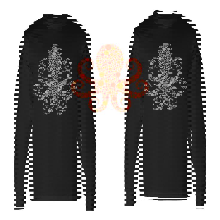 水玉タコtシャツ 楽しいオレンジ国際ドットデー 長袖Tシャツ